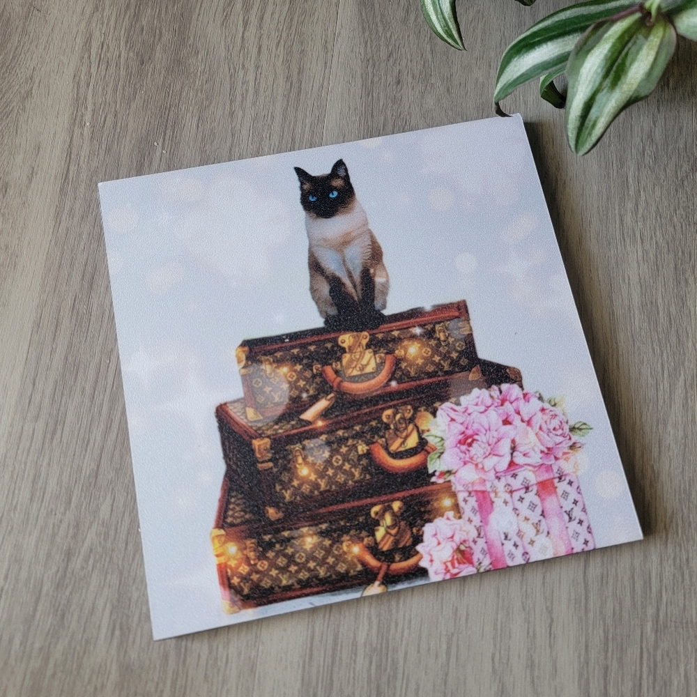 Pet Lover Cat Design Decor Cat on Luggage Art Print Decor